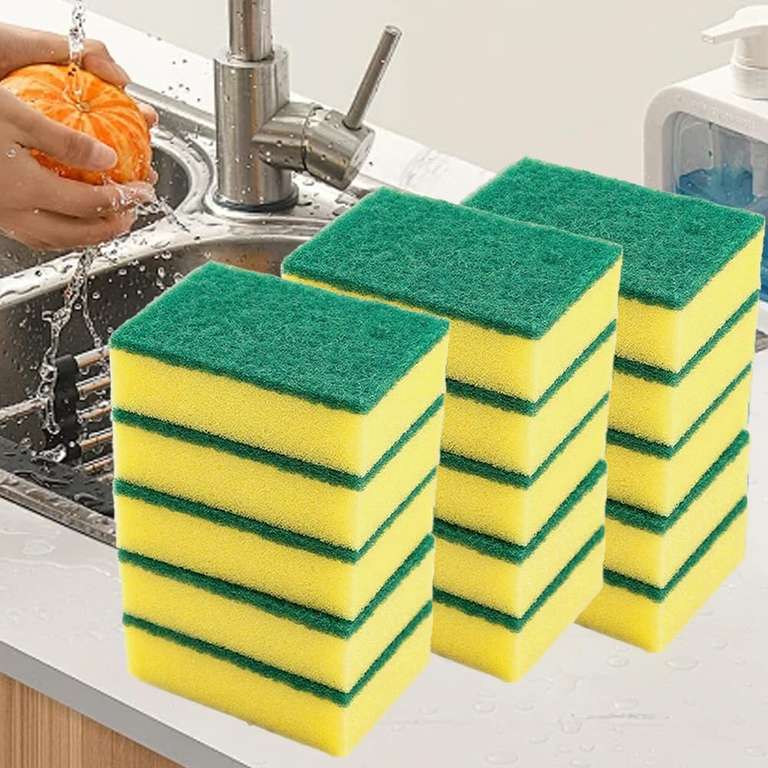 15 Pack Kitchen Cleaning Sponges, Dual Side with Code (Prime Only) - Sold by Amazon Haul (Free Shipping with £15 Spend)