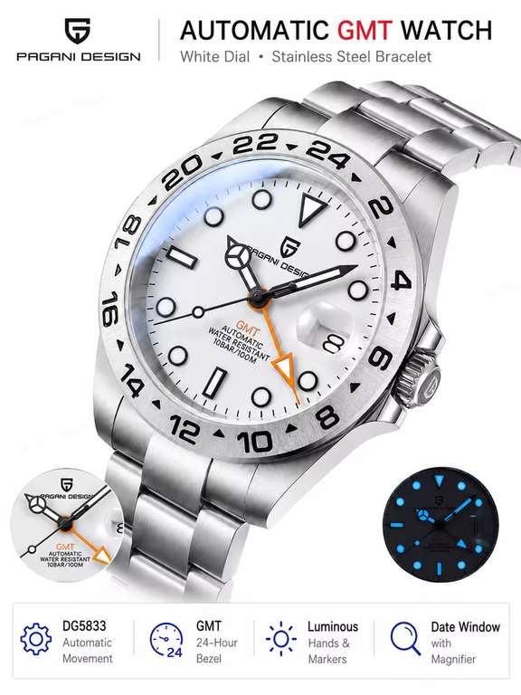 2026 PAGANI Design New Men's Automatic Mechanical Watches GMT Watch 42mm - With Code - Sold by PAGANI DESIGN Choice Store
