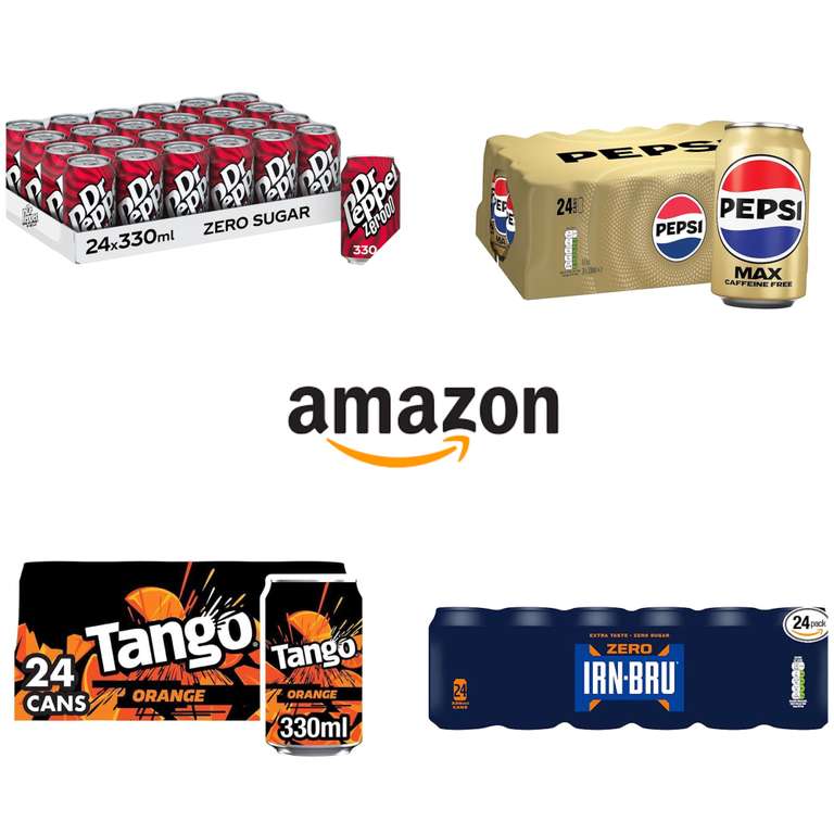 24 Pack Cans Of Pop Any 2 For £15 Mix & Match (Inc Dr Pepper, Irn Bru, Pepsi Max & Tango) Stacks With S&S Eg 2 x 24 Dr Pepper £11.71 S&S