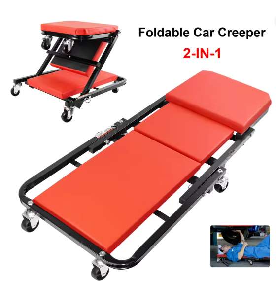 DayPlus 2-in-1 Folding Car Creeper & Seat, 36" Padded Car Crawler & Mechanic Stool, New Customers - w/Code, Sold by Zhitaozhang Tool Store