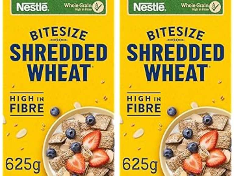 2 x Nestlé Cereals - Shredded Wheat Breakfast Cereal - Bitesize - 625g- Discount at Checkout (S&S £4.17-£4.72)