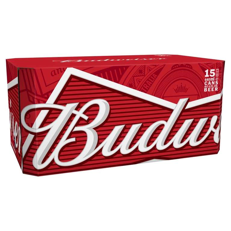 2x Budweiser Lager Beer Cans - 15 x 440ml (£16.10 Max S&S)