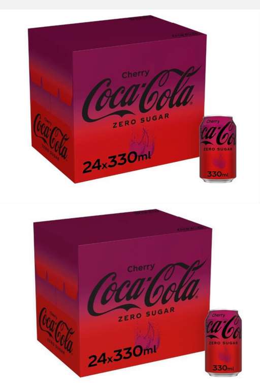 2x Coca-Cola Zero Sugar Cherry 24 x 330ml - (S&S + Voucher £12.25 / £10.43)
