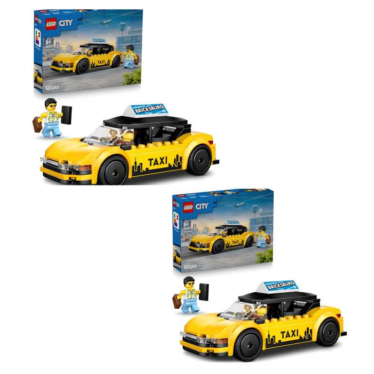 2 x LEGO City Yellow Taxi Cab Toy 60487
