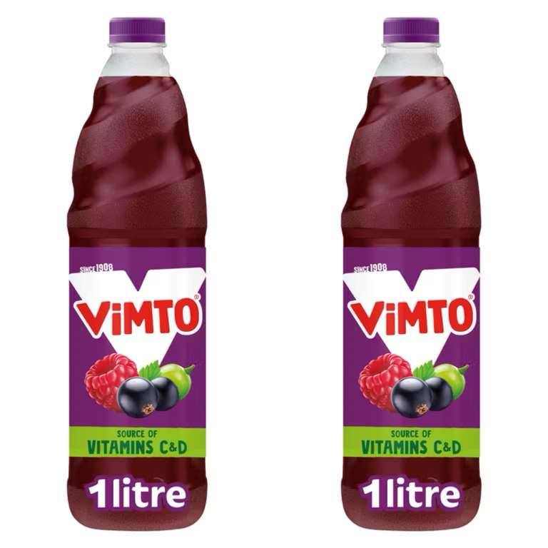 2x Vimto Squash 1L / 2x Vimto Squash No Added Sugar 1L - 4x for £3.75