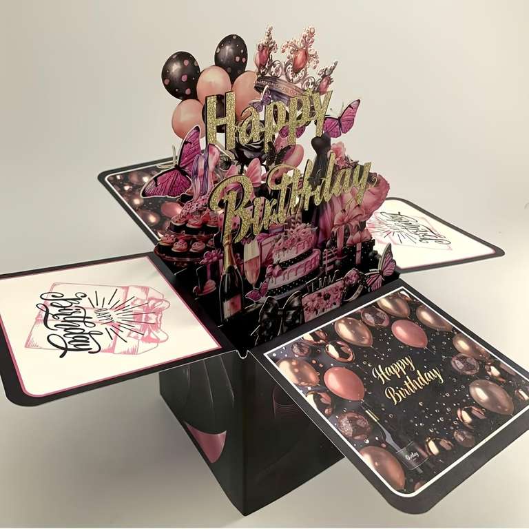 3D Pop Up Birthday Card Box Set, Laser-Cut Paper Sculpture with Pink and Golden Balloons Includes Greeting Cards + Envelopes Amazon Haul