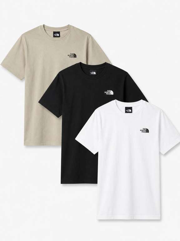 3 Pack The North Face Mens Simple Dome T Shirt in Black / White / Clay Grey Using Code