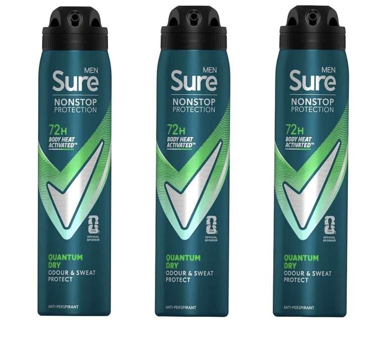 Sure Men Anti-Perspirant Deodorant 3 x 250ml (£5.16/£4.57 S&S)