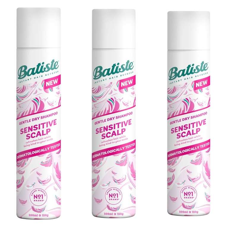 3 x Batiste Sensitive Scalp Lightly Scented Dry Shampoo 200ml £3.70 / £3.10 on S&S