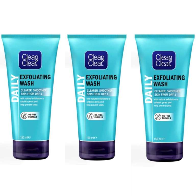 3 x Clean and Clear Exfoliating Daily Wash, 150ml (£3.56 - £4.26 with s&s)