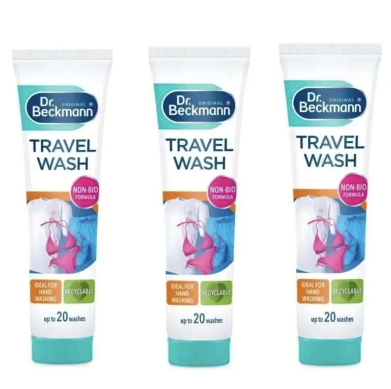 3 x Dr. Beckmann Travel Wash | up to 20 washes | 100ml - 3 for 2 (£1.81 - £2.19 with voucher + S&S)