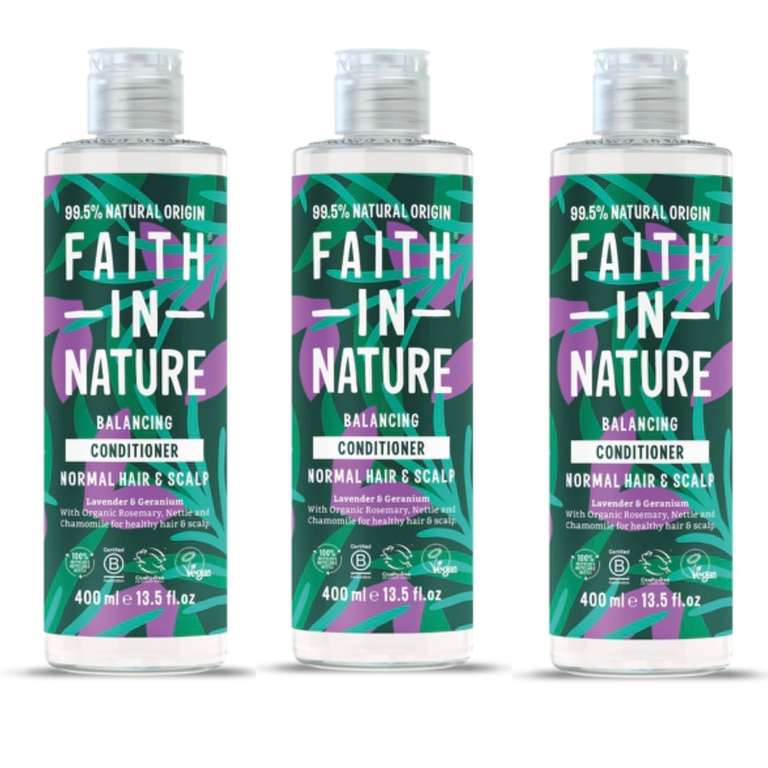 3 x Faith In Nature - Natural Conditioner Aluminium Bottle - Grapefruit & Orange 500ml (£6.96 / £5.83 on S&S)