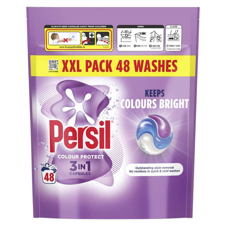 3 x Persil Colour Protect 3 in 1 Washing Capsules 48 Pack - £16.98 / £14.23 S&S