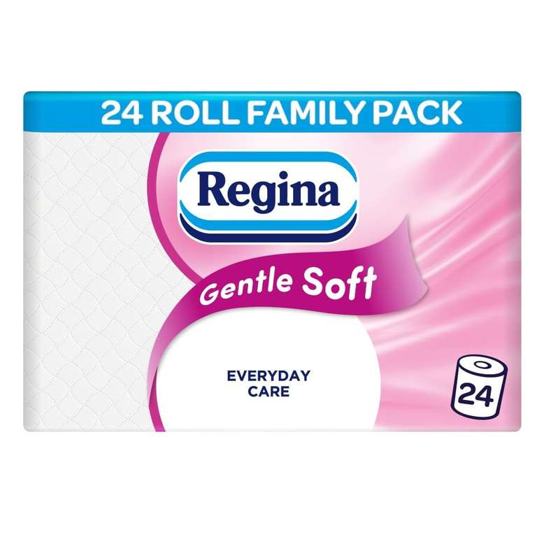 3 x Regina Gentle Soft Toilet Tissue - 24 Rolls of 3 Ply Toilet Paper, 160 Sheets, Soft and Gentle
