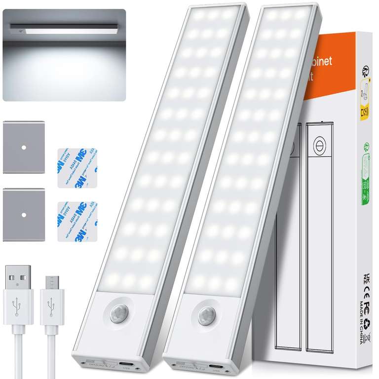 3 x 2 Pack Under Cabinet Kitchen Lights, 78LED Light 6500K w.discount (Add three to basket £4.03 per pack) Sold By FHY20 Haul Global