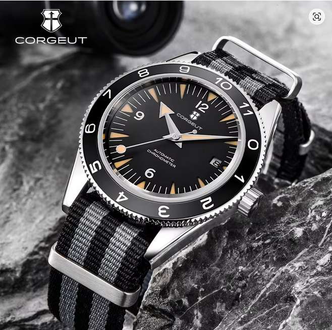 41MM Sapphire Glass 100m Waterproof Japan Automatic Luminous Mens Watch Nylon Strap (with code) - sold by Corgeut Watch Store