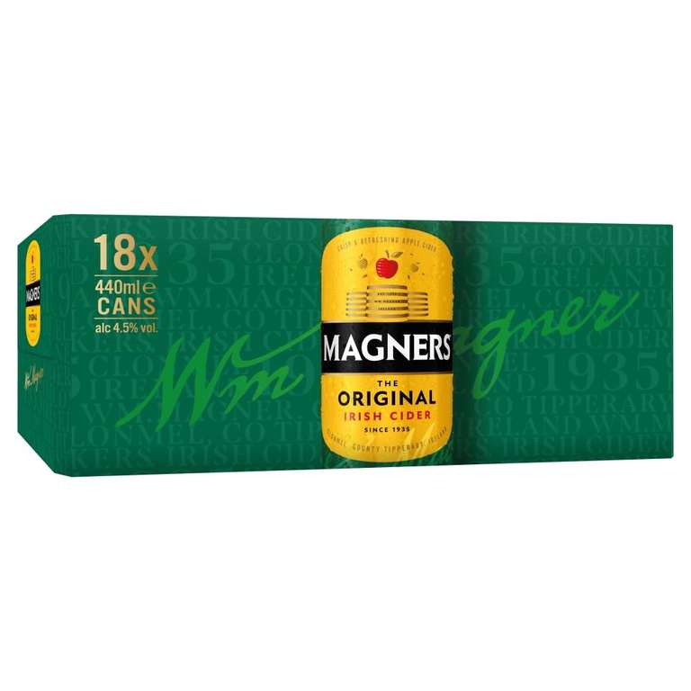 Magners Original Apple Irish Cider 4.5% ABV 18 x 440ml (57p a can - min order £30 with amazon fresh)