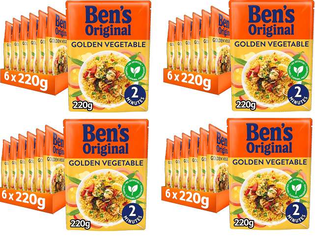 (4 for 3) Ben's Golden Vegetable Microwave Rice, 24 x 220g Pouches (£10.08/£9.24 S&S and With Save 5% on Any 4)