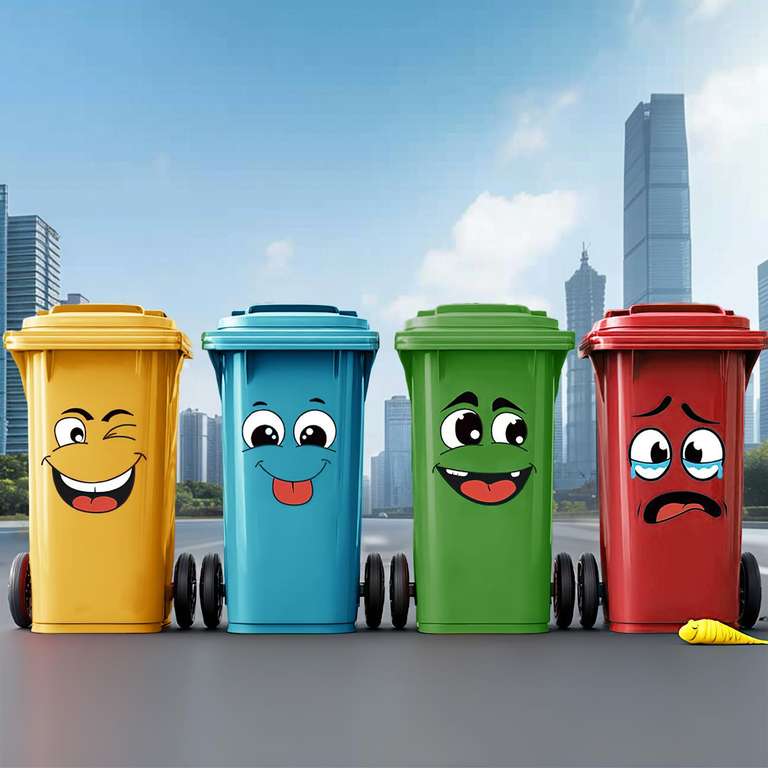 4Pcs Funny Trash Garbage Can Stickers (Cute Toilet Lid/Fridge Expressions) - Sold & Shipped by Amazon US