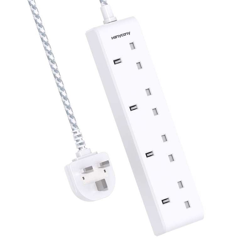 4 Way Extension Lead 1M, HANYCONY Plug Extension Socket with Braided Cable Sold by hyuk66 / FBA