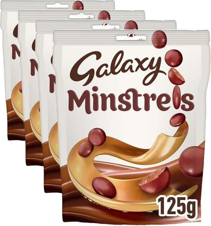 Galaxy Minstrels Milk Chocolate Pouch Bag 125g (Pack of 4)