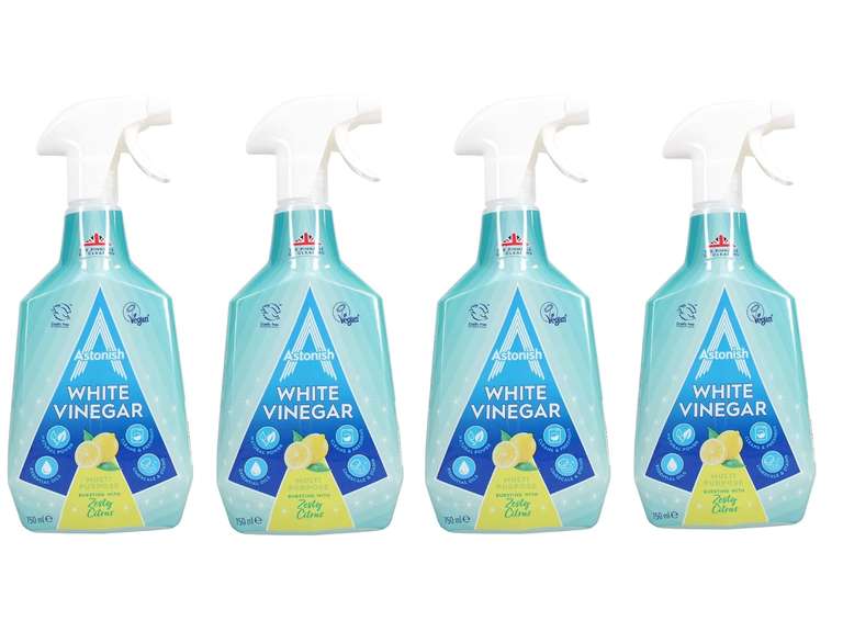 4 x Astonish Multipurpose Cleaning Spray with White Vinegar, Zesty Lemon Scent 750ml