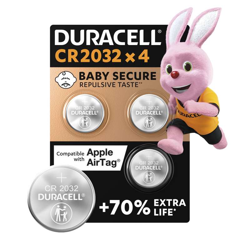 4X Duracell Cr 2032 Lithium (1 Blister Pack of 4 Batteries) 4 Batteries - Sold & Shipped by BACKBENCHERS LTD