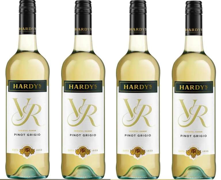 4 x Hardys VR Pinot Grigio 11% Volume White Wine, 750ml