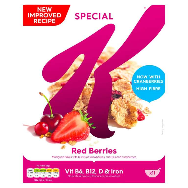 4 x Kellogg's Special K Red Berries Cereal - 330g (£6.27 S&S) 4 for 3 offer