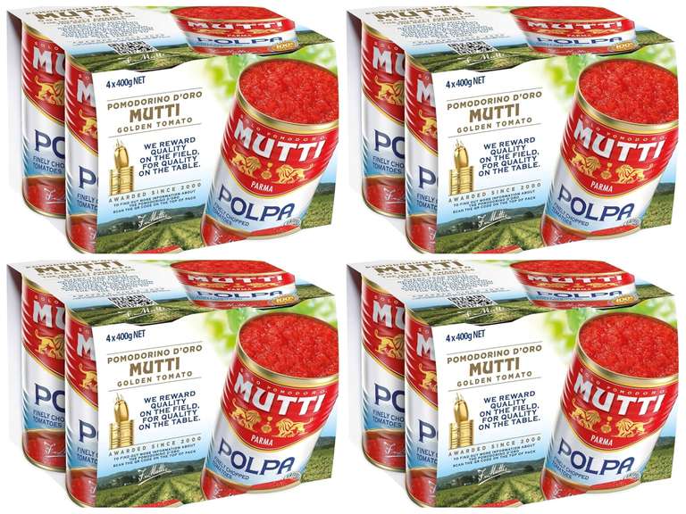 4 x Mutti Finely Chopped Tomatoes 400g (Pack of 4) £10.40 on S&S)