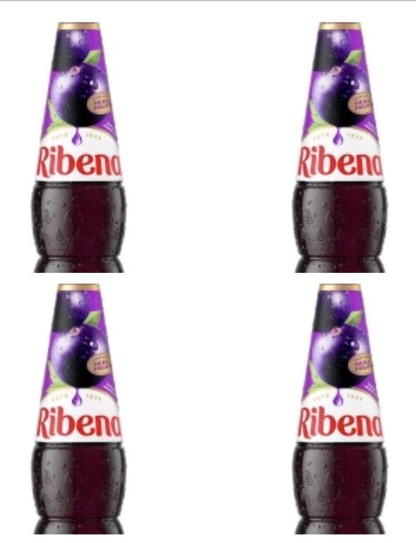 4 x Ribena Blackcurrant Squash 850ml (£2.97/£3.44 S&S)