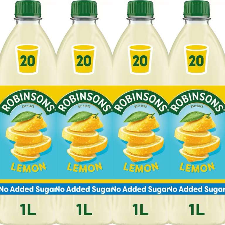 4 x Robinsons Lemon Squash, 1L - £2.60 / £2.20 S&S