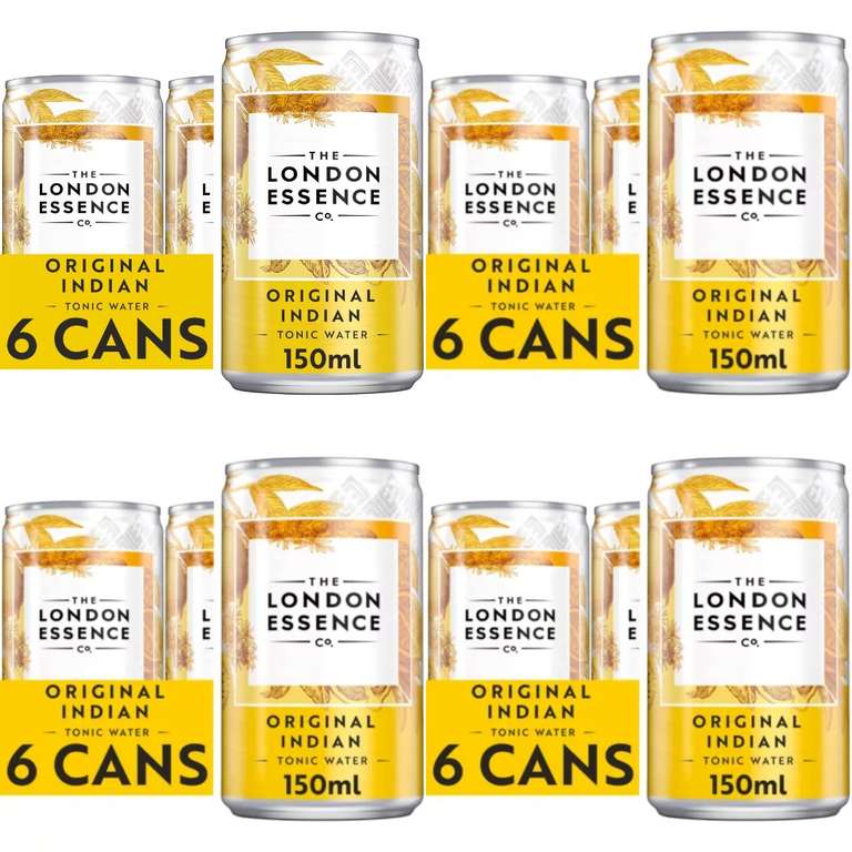 4 x The London Essence Co. Original Indian Tonic, Premium Cocktail Mixer, 150ml, Pack of 6 cans (S&S 10/15% £6.12/£5.16)