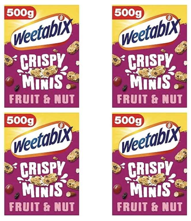 4 x Weetabix Crispy Minis Fruit and Nut Breakfast Cereal 500g - 4 for 3 (£6.37 S&S)