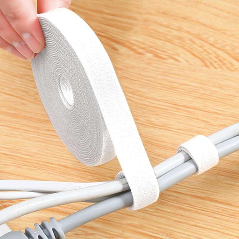 5m Reusable Hook & Loop Cable Tie Roll (White 34p / Green 35p / Grey 50p / Red 54p / Multicolour 92p / Yellow £1.78) @ Amazon Haul