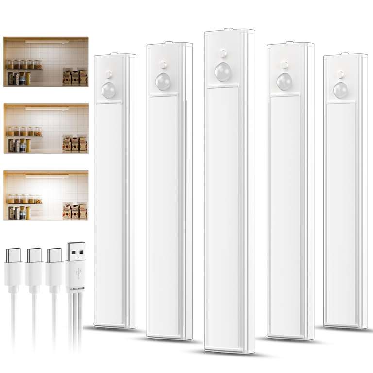 5 Pack Rechargeable Under Cabinet Kitchen Light, Motion Sensor Light Indoor Sold by HIKOO / FBA