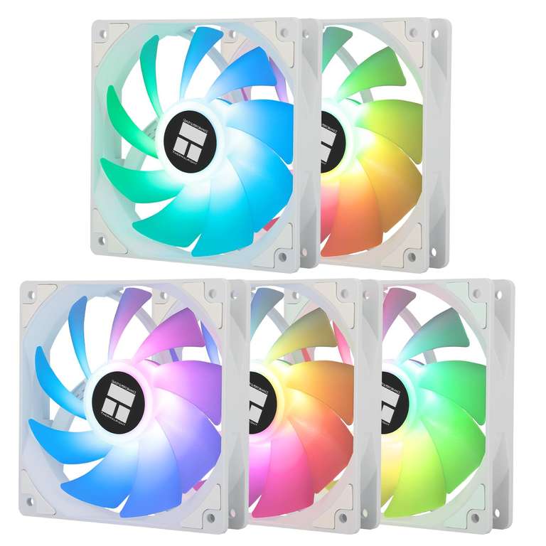 5 Pack Thermalright TL-C12CW-S ARGB Cooler Fan 12cm with 1550RPM Speed White/ Black £12.72 at TR- Store FBA