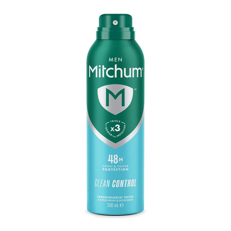 6 x Mitchum Men Triple Odor Defense 48HR Protection Deodorant Spray & Antiperspirant (200ml) Clean Control