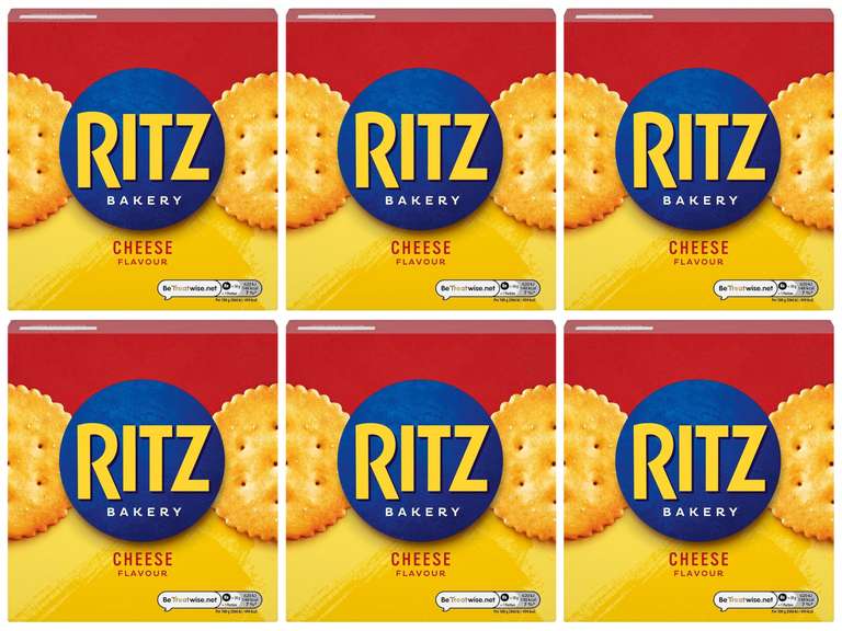 6 x Ritz Cheese Flavoured Crackers, Classic Savoury Snack 140g (£3.40 / £2.80 S&S)