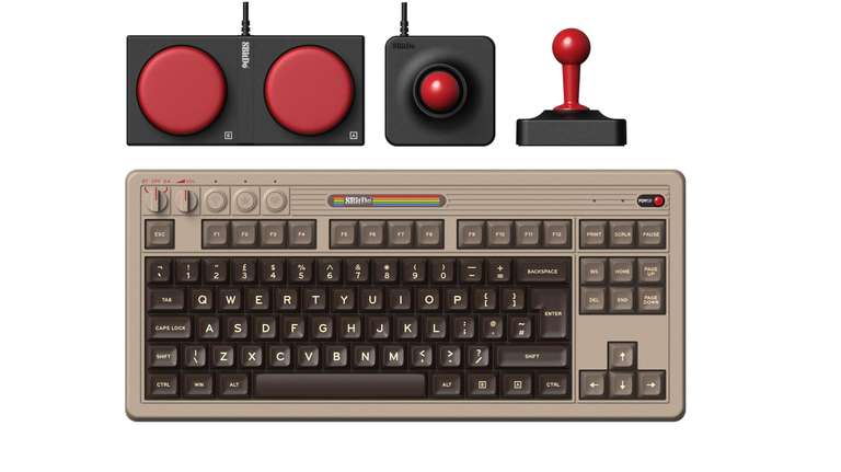 8Bitdo Retro Mechanical Keyboard, Bluetooth/2.4G/USB-C Hot Swappable Gaming Keyboard with 87 Keys, Dual Super Buttons and Super Stick