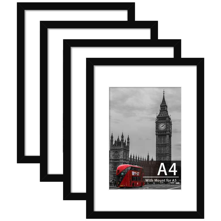 A4 Picture Frame, Black, 4 Pack YT Merchant FBA