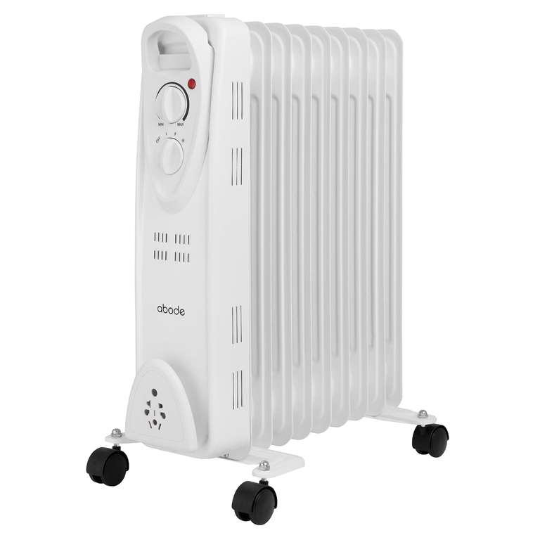 Abode 9-Fin Oil Filled Radiator 2000W Portable Electric Heater in White with 3 Heat Settings | White