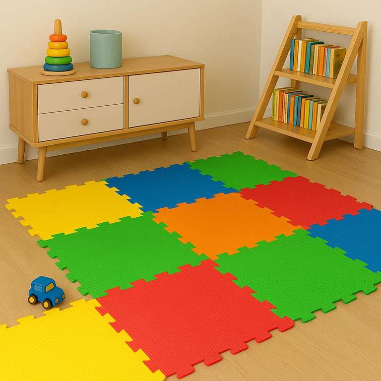 Activo Foam Play Mat 9pcs 29CM x 29CM Large Interlocking Foam Mat for Babies, Toddlers and Kids, Interlocking Soft Play Tiles