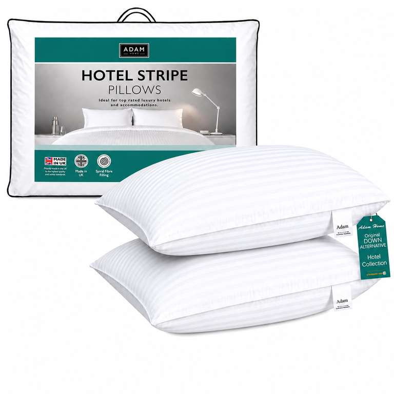 Adam Home Pillows 2 Pack Hotel Quality Side Sleeper Bounce Back Bed Pillow - Sold by House of Decor Ltd / Delivery managed by Amazon