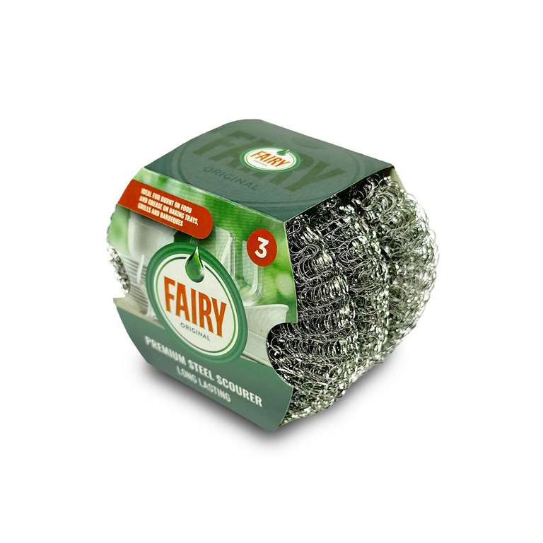 Addis Fairy Original Premium Steel Wool Pot & pan Scourers, Pack of 3, Steel,Stainless Steel - Min order of 2 - £1.70 s&s