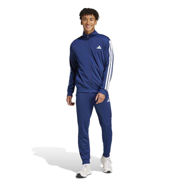 adidas Sportswear Men's Sportswear Basic 3 Stripes Tricot Tracksuit - Blue, Size Medium