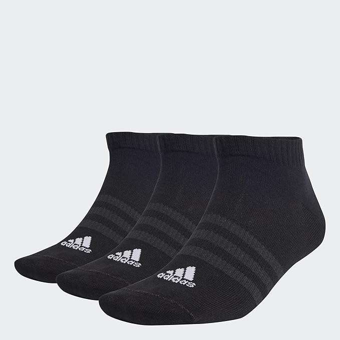 Adidas Unisex Thin and Light Sportswear Low-Cut Socks 3 Pairs, Black/White, 6.5-8