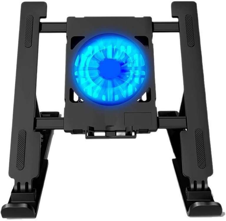 Adjustable Laptop Stand with Fan, Foldable Desktop Mount for Notebook or Tablet, Black Sold By Amazon Haul