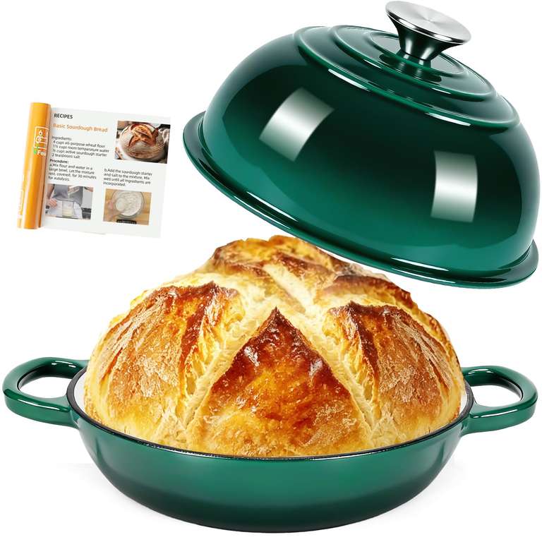 AHJ Dutch Oven For Sourdough Bread Baking,26cm/5.7L Enameled Cast Iron Pot - Sold by Shunmailong-EU / FBA