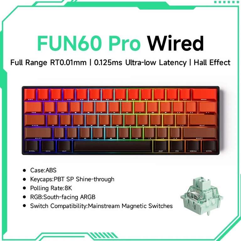 Akko MonsGeek FUN60 Pro Mechanical Gaming Keyboard (Hall Effect / 60% / 8K Polling Rate) at AKKO Official Store